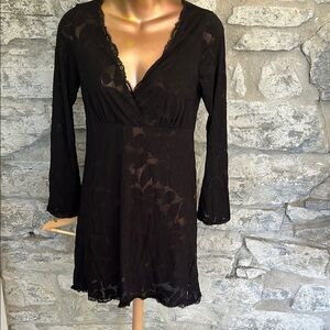 Black Lace Trim Tunic